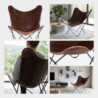 Schmetterlingsessel - Butterfly Chair - Rindsleder brown